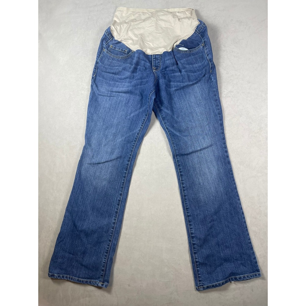 Old Navy Maternity Boot-Cut Jeans Smooth Full Panel Blue Denim Size 14 Regular